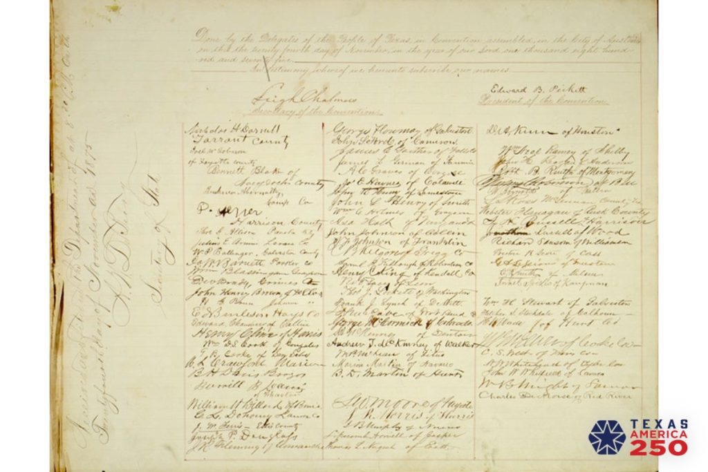 Constitution of the State of Texas signature page