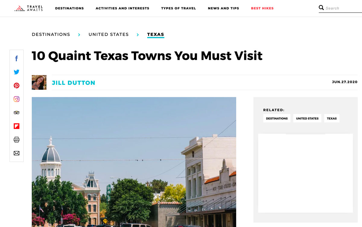 Travel Awaits names Burnet a must visit Town