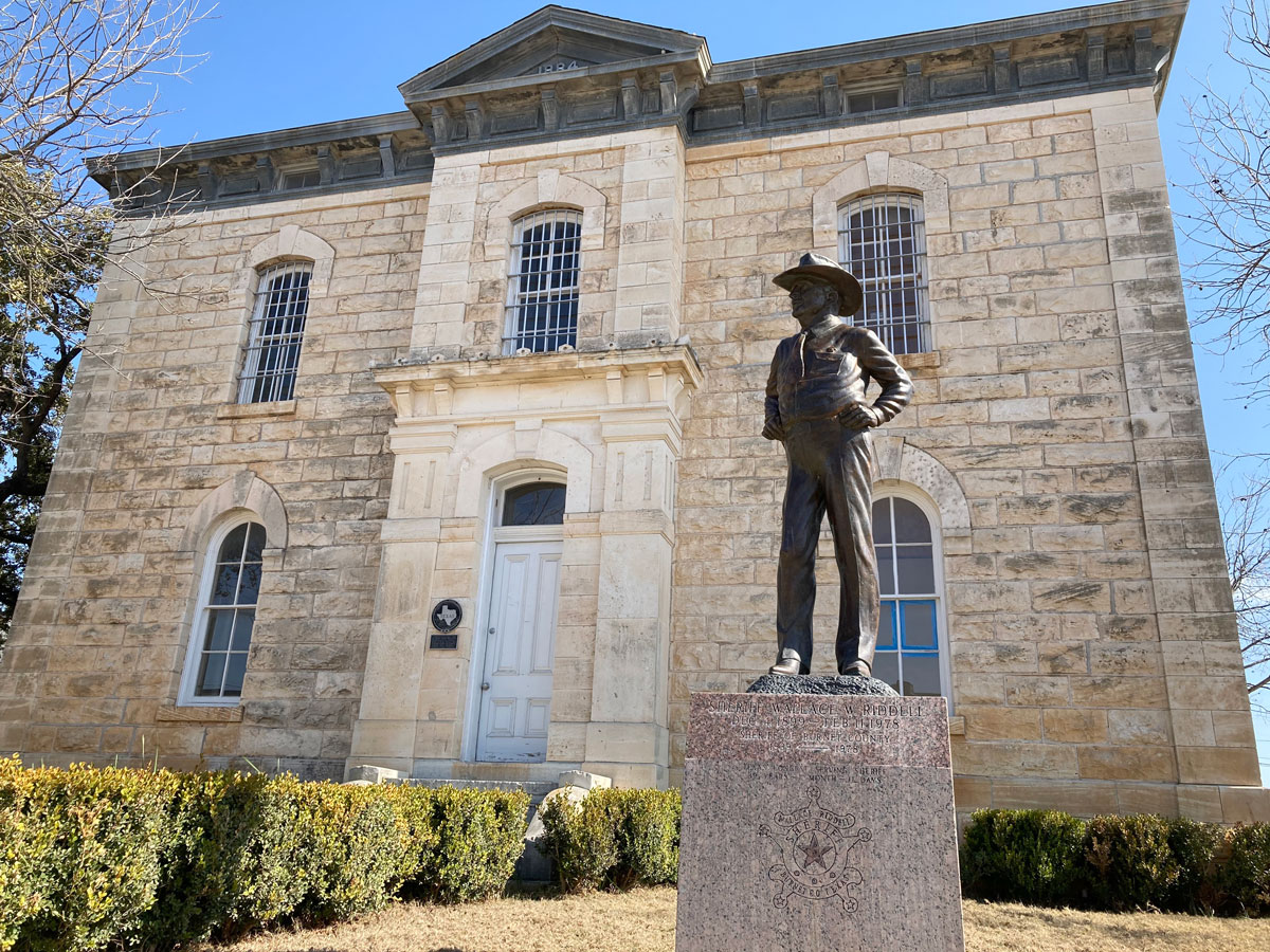 Wallace Riddell statue at the old Burnet County Jail