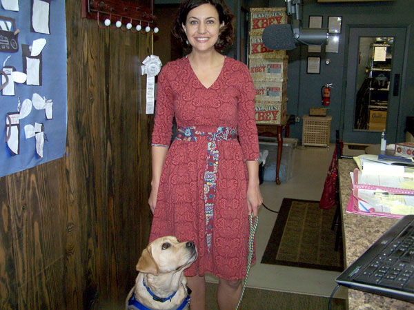 KBEY 103.9 FM Radio Picayune guest Sarah Garrett, executive director of the Phoenix Center, and canine therapist Mabel.