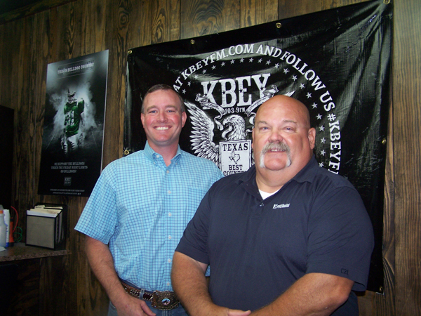 KBEY 103.9 FM Radio Picayune guests Ricky Bindseil and George Tennison of the Marble Falls Volunteer Fire Department.