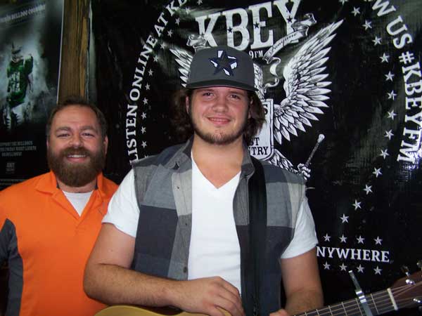 Jason Jamar (left) of the 'JBar Weekend Restroom Report' and guest Tyler Smith in the KBEY 103.9 FM Radio Picayune studio.