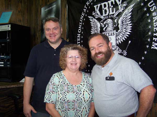 KBEY 103.9 FM Radio Picayune's 'JBar Weekend Restroom Report' with Jason Jamar (left) and guests Seth Smith and Patty Gosslin.