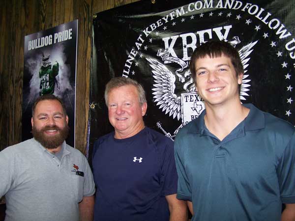 KBEY 103.9 FM Radio Picayune's 'JBar Weekend Restroom Report' with Jason Jamar (left) and guests Mickey (center) and Travis Poole from Mazed and Confused in Fredericksburg.