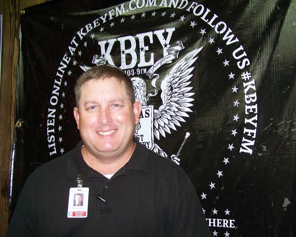Marble Falls Area EMS Executive Director Johnny Campbell in the KBEY 103.9 FM Radio Picayune studio.