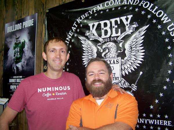 KBEY 103.9 FM Radio Picayune's 'JBar Weekend Restroom Report' with Jason Jamar (right) and guest Alex Payson.