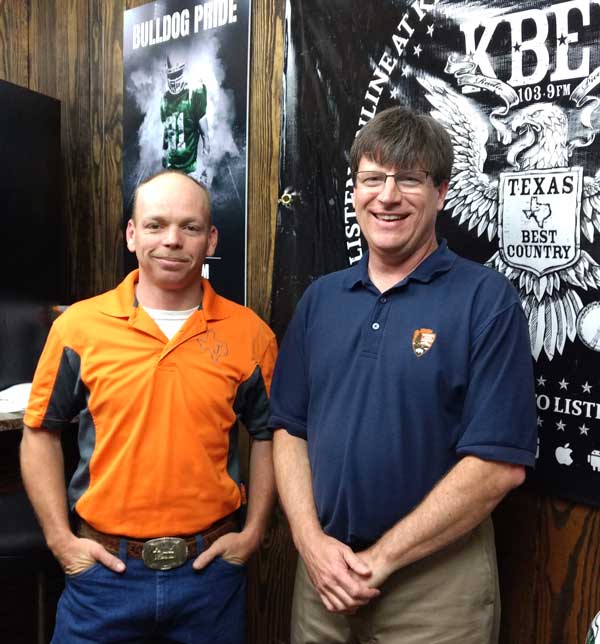 David Jamar of the 'JBar Weekend Restroom Report' on KBEY 103.9 FM and guest Dave Schafer of the LBJ National Historical Park.
