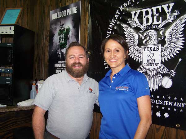 'JBar Weekend Restroom Report' on KBEY 103.9 FM with Jason Jamar and guest Richelle Criswell of the Texas 4000 bike ride.