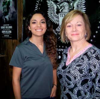 Patti Zinsmeyer and Elizabeth Maynard of the Marble Falls/Lake LBJ Chamber of Commerce