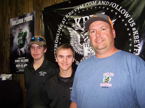 Gage Lee (left), David Frost, and Brian Klosterhoff of the Burnet County Shooting Sports Bertram 4-H Club.