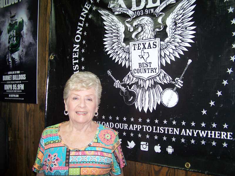 KBEY 103.9 FM guest Shirley Trussell of the Marble Falls Senior Activity Center.