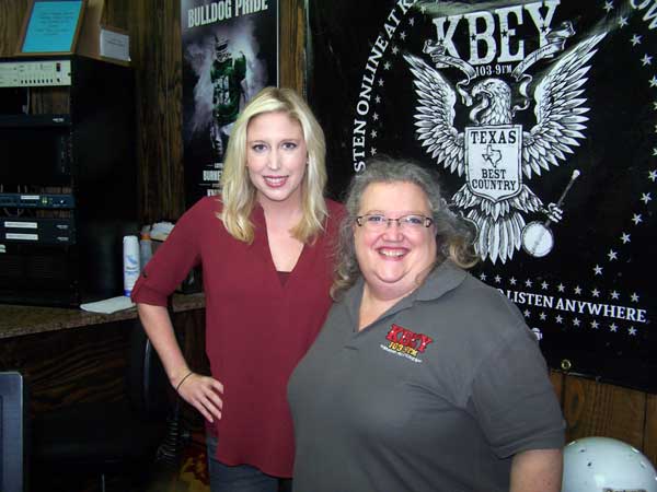 KBEY 103.9 FM guest Blakely Wilbanks of the Phoenix Center with 'Wake Up Call' co-host Kay Baker.