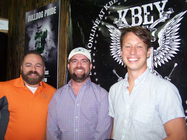 Jason Jamar (left) of the "JBar Weekend Restroom Report" and guests Clay Cauble and Luke Nunnally.