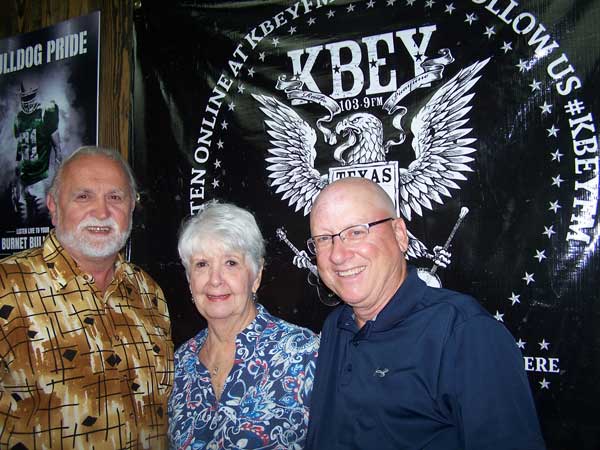 KBEY 103.9 FM guests Randy Hilmer (left), Maris Lynne Long, and Doug Hart of the Hill Country Community Theatre's "Senior Moments."