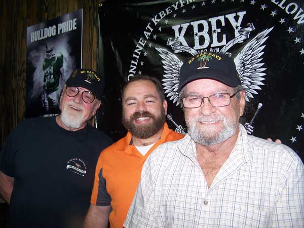 KBEY 103.9 FM welcomes Jason Jamar (center) for the "JBar Weekend Restroom Report" and guests B.B. Moris (left) and Lois Long.