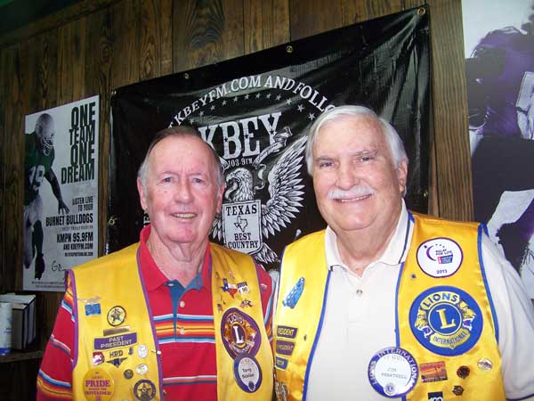 KBEY 103.9 FM Radio Picayune guests Terry Scalise (left) and Jim Hartwell of the Kingsland Lions Club.