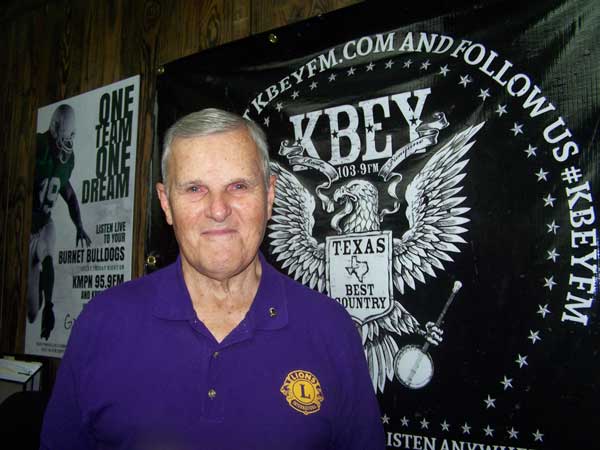 KBEY 103.9 FM guest Paul Kronbergs of the Spicewood and Highland Lakes Lions Club.