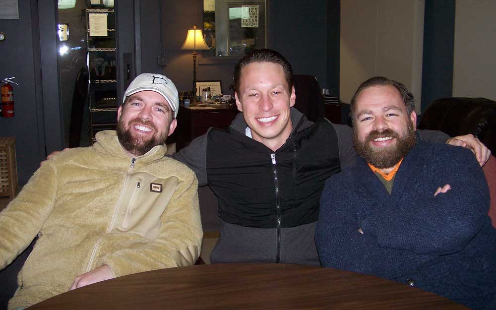 Jason Jamar (right) of the "JBar Weekend Restroom Report" with Clay Cauble (left) and Luke Nunnally of 100 Man Give a Damn.