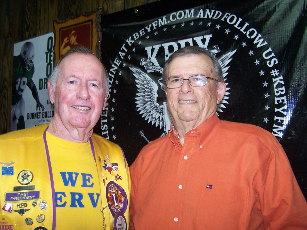 KBEY 103.9 FM Radio Picayune guests Terry Scalise (left) and Jim Chapman of the Kingsland Lions Club talk about the upcoming Pancake Breakfast.