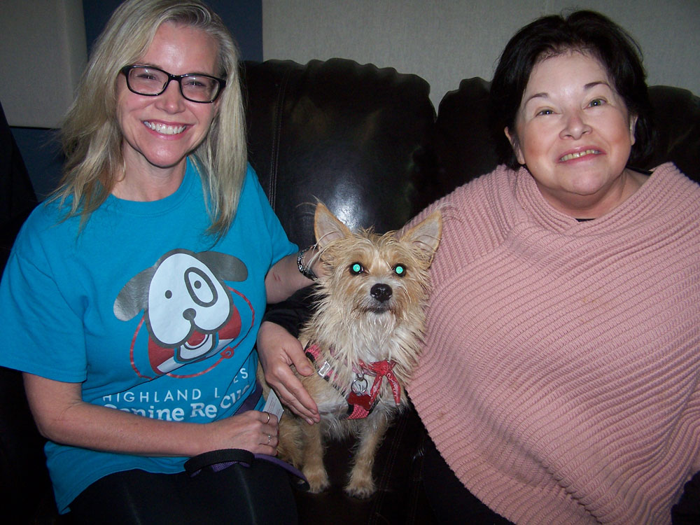 Carol Walterscheidt and Lisa Keller of Highland Lakes Canine Rescue with Trinity