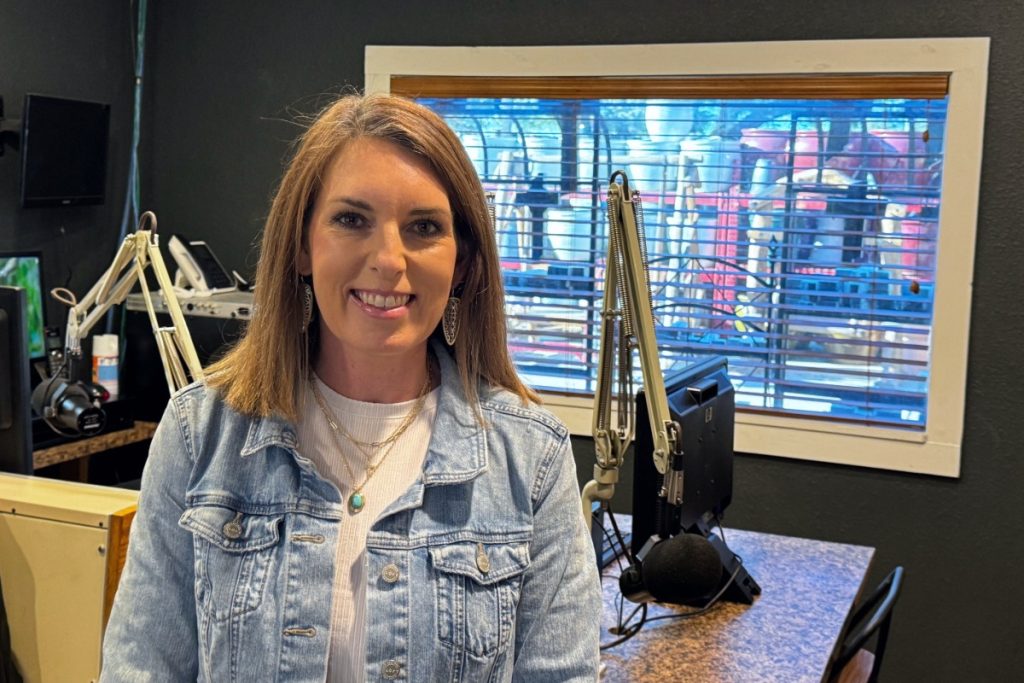 woman at radio station