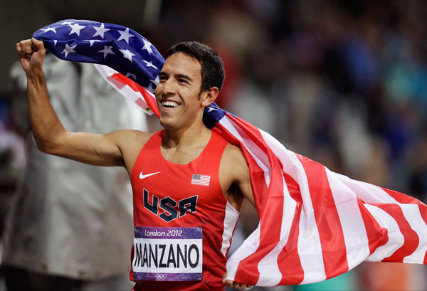 Leonel Manzano after winning a silver medal in the men's 1,500 meters at the London 2012 Summer Olympics. Photo by The Associated Press