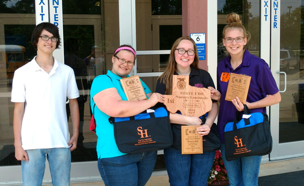 The Marble Falls High School FFA landscape and nursery team is Austin Green (left), Holly Atkinson, Avery Marshall and Liz Lane. Courtesy photo