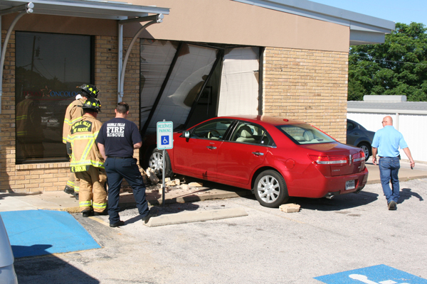 An 83-year-old Horseshoe Bay man sustained minor injuries May 4 after his vehicle crashed at about 9:20 a.m. into the Texas Oncology facility, located in the 1100 block of Mission Hills Drive in Marble Falls. The driver told officers he had meant to hit the break but instead pressed on the gas pedal and accelerated. An employee inside the building whose desk was near the window the car crashed into was treated for a minor non-life-threatening injury. Staff photo