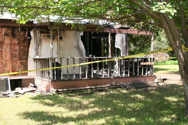 No one was inside when the home caught on fire. Staff photo by Connie Swinney