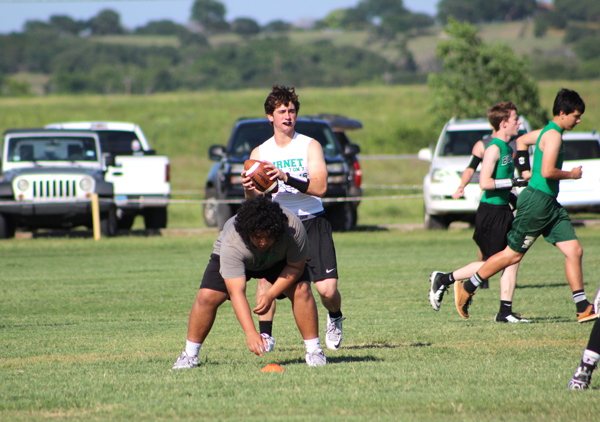 Burnet High School senior quarterback Koby Edwards will make his first appearance as the Bulldogs starter at the Texas 7-on-7 state tournament July 7-8 in College Station. Staff photo by Jennifer Fierro