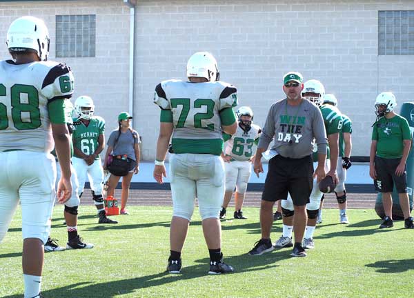 One of the strengths of the Burnet High School football team is the depth at offensive line coached by Justin Reeves. Burnet welcomes Austin Reagan to Bulldog Field on Aug. 26 to open the season. Kickoff is 7:30 p.m. Listen to the game on KMPN 95.9 FM powered by KBEY or at KBEYFM.com. Live commentary by Chad Nelson and Mark Edmondson starts at 7 p.m. Tune in to KBEY 103.9 FM Radio Picayune at 6:30 p.m. for a preview of all the local teams. Staff photo by Daniel Clifton