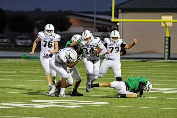 The Marble Falls Mustangs travel to AISD Burger Stadium on Sept. 9 for a game against Austin Crockett. Kickoff is 7:30 p.m. Photo by Diana Cox