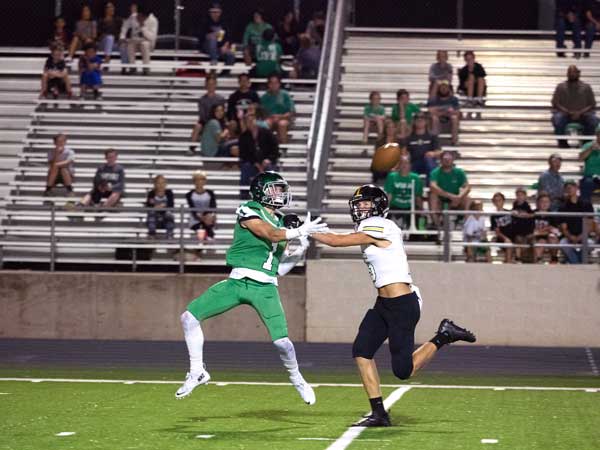 Burnet’s Sterling Galban battles a Gatesville defender for the ball during the Bulldogs-Gatesville game Oct. 14. The Bulldogs won 38-35 in the second overtime. Next up for Burnet is longtime rival Liberty Hill on Oct. 21 with a 7:30 p.m. kickoff at Panther Stadium, 16500 Texas 29 West in Liberty Hill. Listen to the game on KMPN 95.9 FM powered by KBEY or at KBEYFM.com starting with a 7 p.m. pregame. Photo by Glenn Morris/FTMOG.com