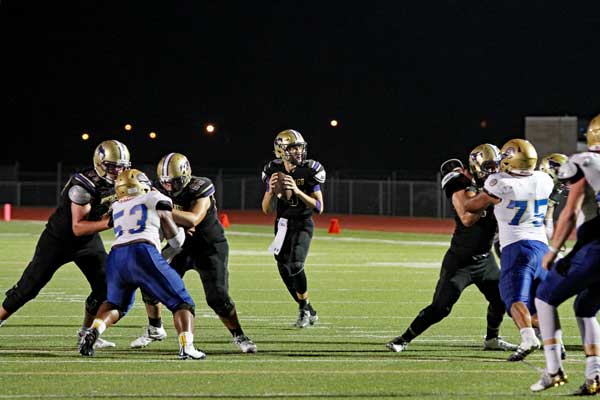 The Marble Falls offensive line will have their hands full against Boerne Champion on Oct. 7 as they try to give quarterback Andrew Stripling time to make plays versus the Chargers’ stout defense. Kickoff is at 7:30 p.m. at Mustang Stadium. Listen to the game on KBEY 103.9 FM Radio Picayune or at KBEYFM.com starting with a pregame show at 6:30 p.m. Photo by Diana Cox