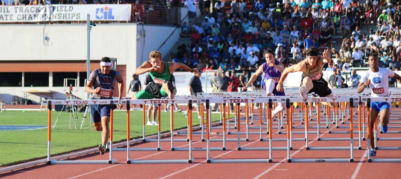 Burnet High School Ian Carter finished second in the 110-meter hurdles at the Class 4A state track-and-field meet May 12-13 in Austin. Courtesy photo by Martelle Luedecke