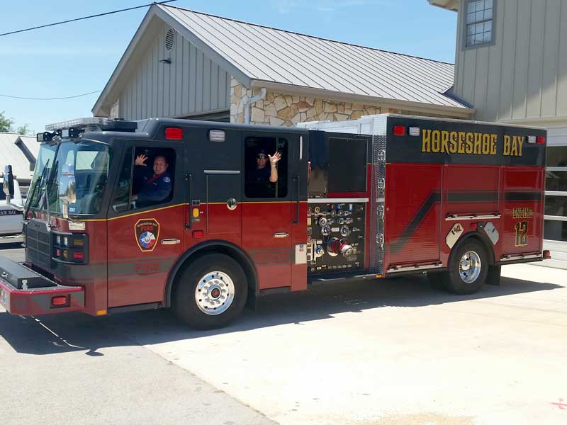 Residents can help families of first responders killed or injured in the line of duty by purchasing a ticket for a chance to ride in a Horseshoe Bay fire truck during the upcoming Independence Day parade. Courtesy photo