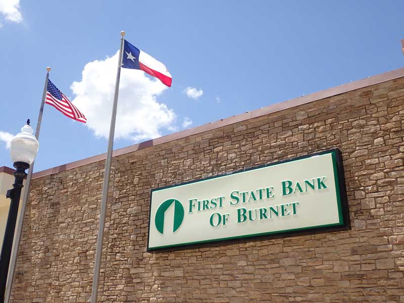 First State Bank of Burnet is located at Washington and Pierce streets on the courthouse square in Burnet. Go to fsbburnet.com for more. Staff photo by Daniel Clifton