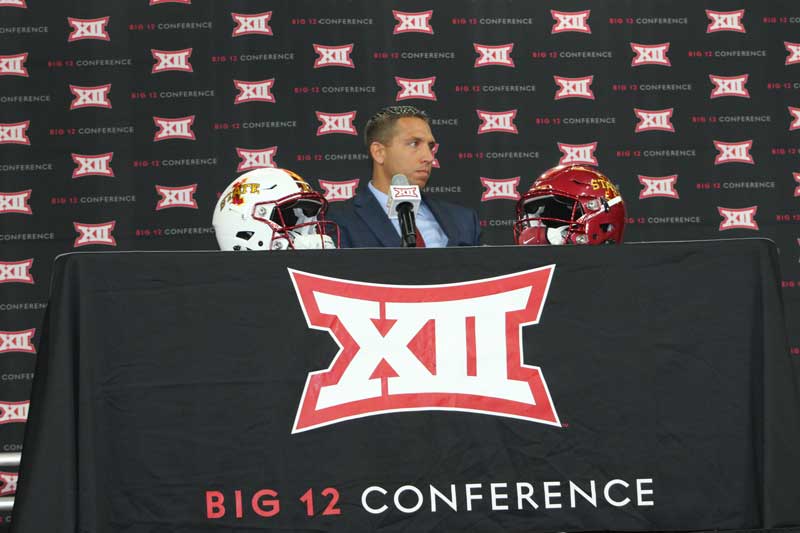 Iowa State University head coach Matt Campbell addresses reporters during Big 12 Media Days on July 17. Staff photo by Jennifer Fierro