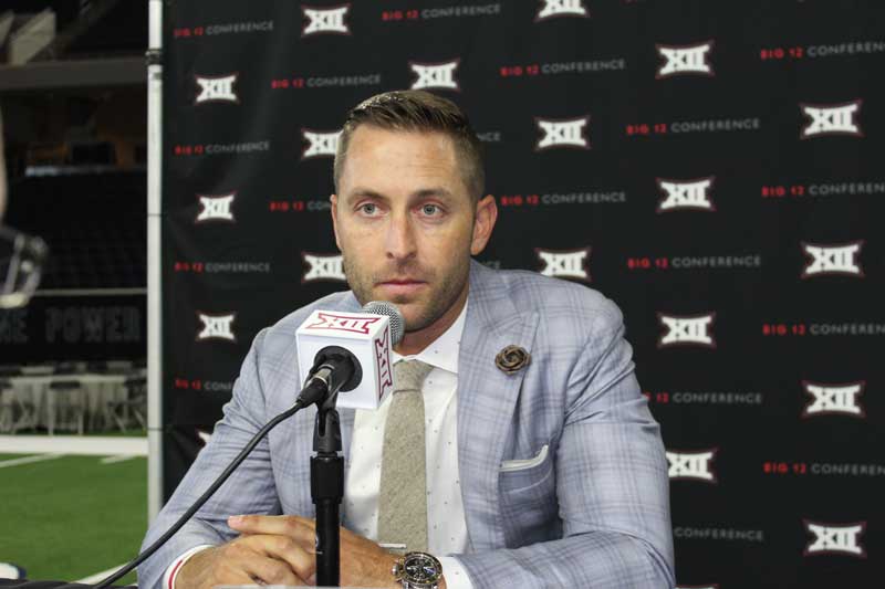 Texas Tech University head football coach Kliff Kingsbury speaks to reporters during Big 12 Media Days on July 17. Staff photo by Jennifer Fierro