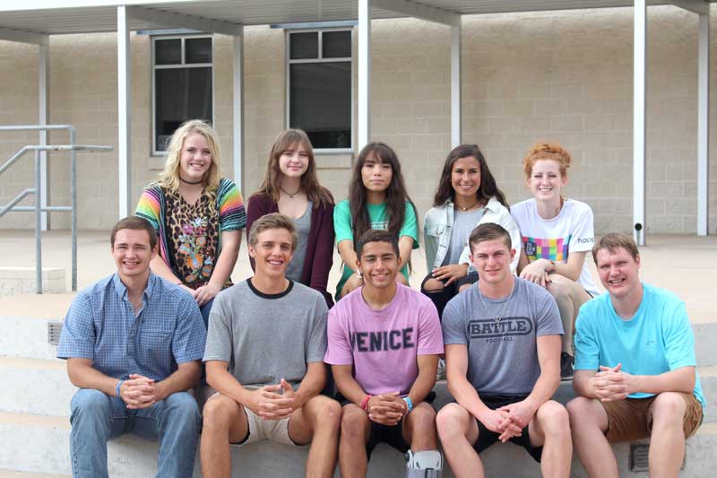 The 2017 Burnet High School homecoming court includes Lyndsi Woods (back row, left), Chelsea Juhnke, Julyssa Silva, Maria Lopez, Alyssa Arnold; Ellett Vann (front row, left), Reid Dalrymple, Tyler Torres, Sterling Galban, and Hilton Warwick. Courtesy photo