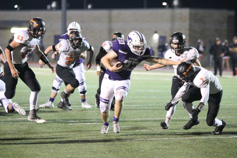 Marble Falls High School junior running back Cooper Wilson is second on the team in rushing yards with 274 on 56 carries. The Mustangs face Kerrville Tivy in a road game Oct. 20. Photo by Luedecke Photography