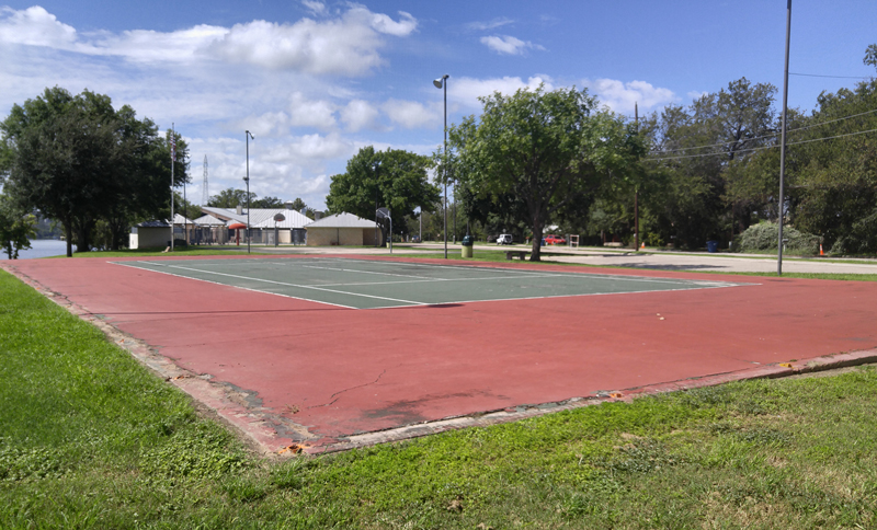 The remains of the city of Marble Falls tennis court at Lakeside Park. Staff photo by Jennifer Fierro