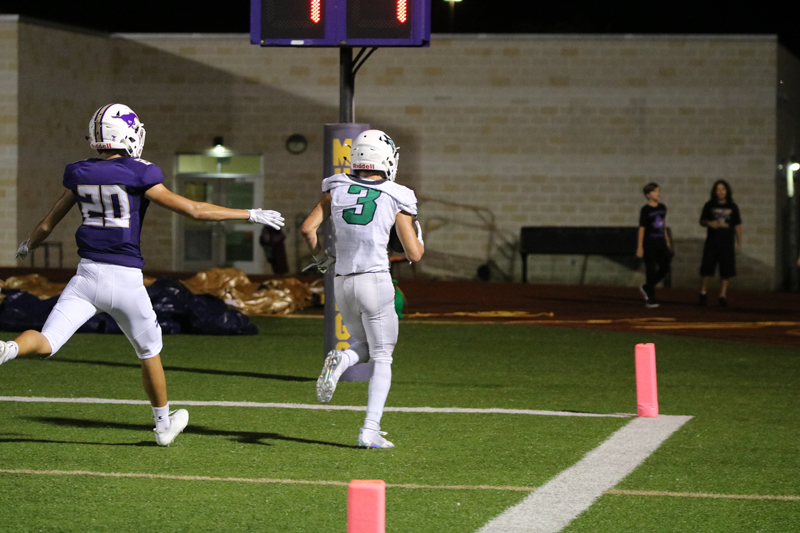 Burnet’s Blaine Burkhalter scores a touchdown in the Bulldogs’ 34-14 loss to Marble Falls on Sept. 7. Up next for Burnet is Lockhart. Kickoff is 7:30 p.m. Sept. 14 at Lions Stadium. Photo by Martelle Luedecke/Luedecke Photography