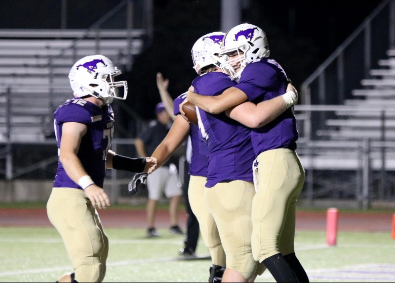 Marble Falls quarterback Andrew Stripling, a senior, ended his time in a Mustangs uniform by scoring two touchdowns en route to a 21-0 win over Bastrop Cedar Creek on Nov. 9 Photo by Martelle Luedecke/Luedecke Photography