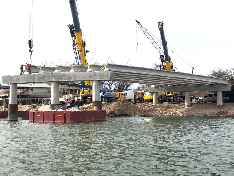 Construction on the RM 2900 bridge in Kingsland continues on schedule, according to the Texas Department of Transportation. In this photo from Feb. 13, beams on Span 3 of the bridge were placed. Photo courtesy of TxDOT
