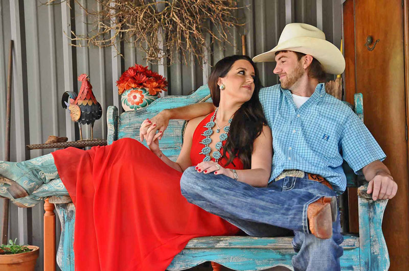 Sierra and Cody Emerson are at home on the range at their Marble Falls ranch. Photo by Shelby Lynn Photos