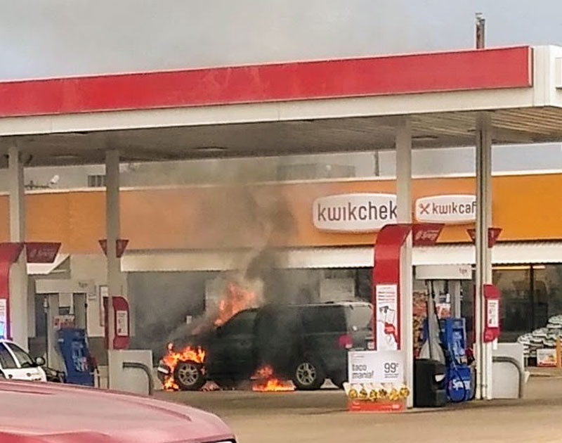 Car fire at Marble Falls gas station