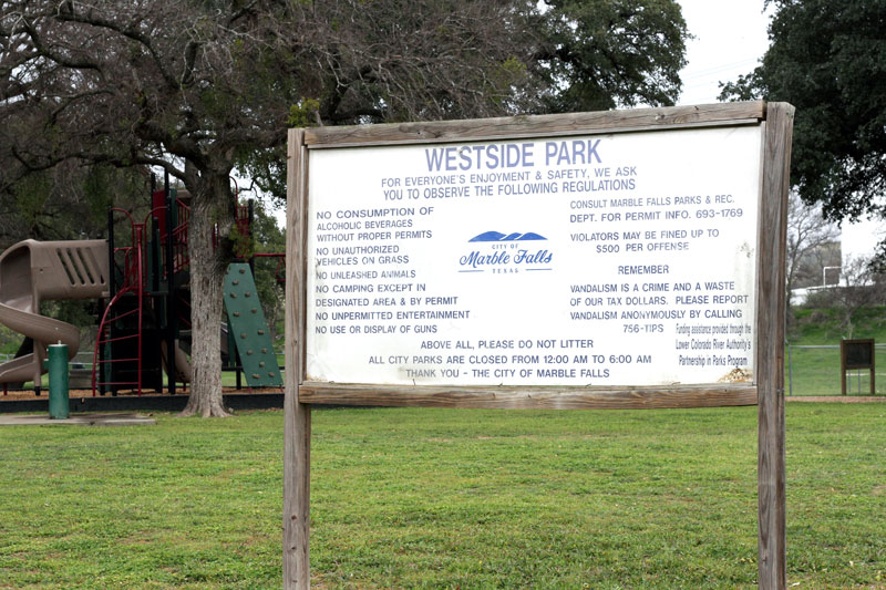 Westside Park in Marble Falls