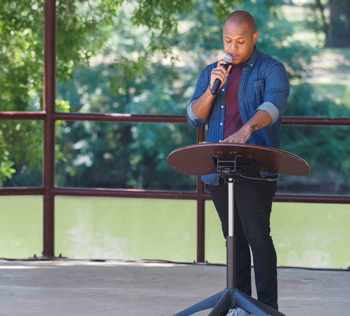 Andre Jackson spoke at a Black Lives Matter rally on June 13 in Marble Falls