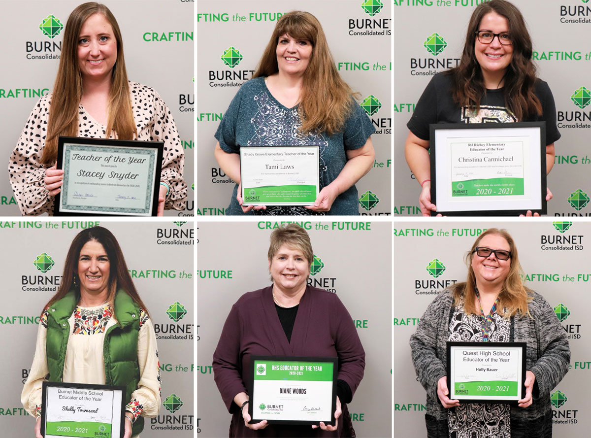 2020-21 Burnet CISD campus teachers of the year